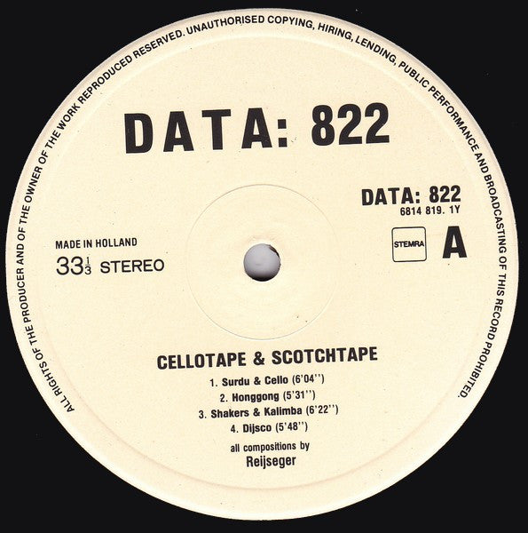 Ernst Reijseger / Alan "Gunga" Purves : Cellotape & Scotchtape (LP, Album)