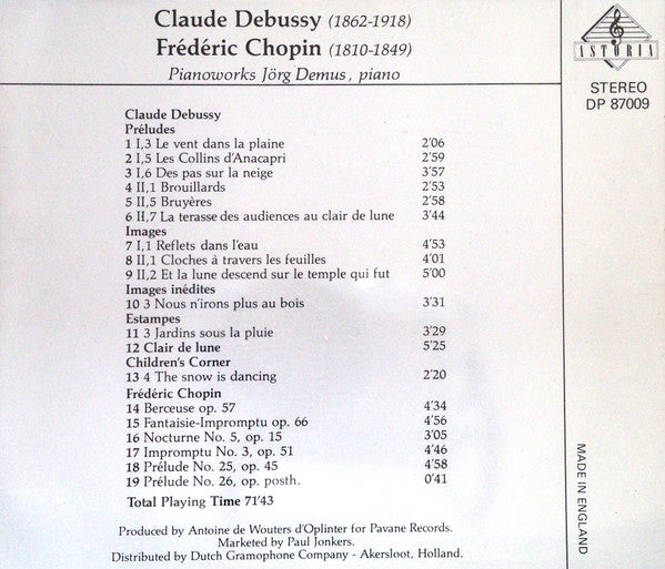 Jörg Demus : Debussy/Chopin Pianoworks (CD, Album, Comp)
