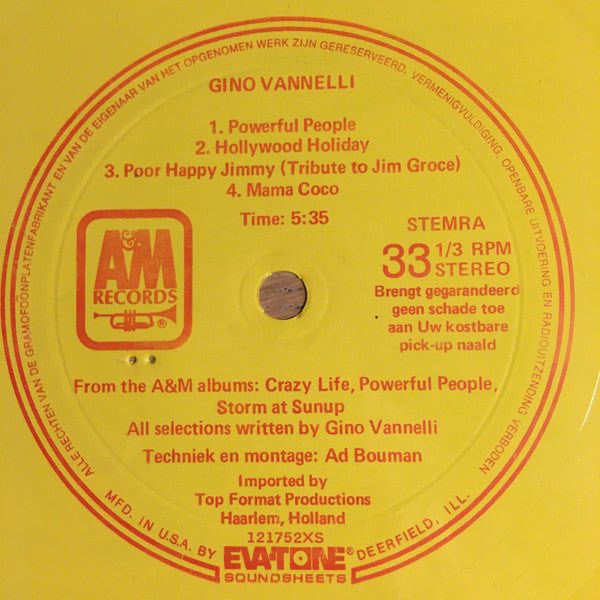 Gino Vannelli : Gino Vannelli (Flexi, 7", Smplr, Yel)