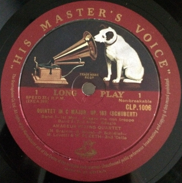 Amadeus-Quartett And William Pleeth, Franz Schubert : Quintet In C Major Op. 163 (LP, Mono)