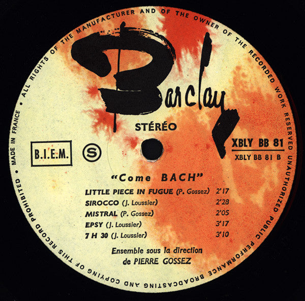 Pierre Gossez : Come Bach (LP)