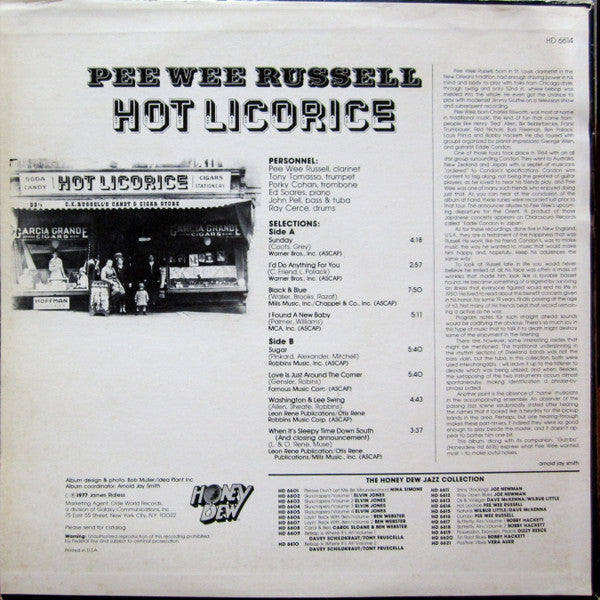 Pee Wee Russell : Hot Licorice (LP, Album)