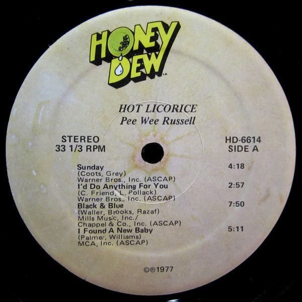 Pee Wee Russell : Hot Licorice (LP, Album)