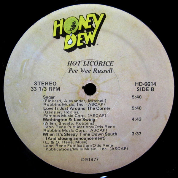 Pee Wee Russell : Hot Licorice (LP, Album)