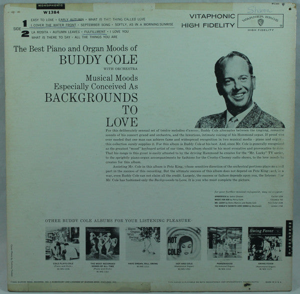 Buddy Cole : Backgrounds To Love (LP, Album, Mono)