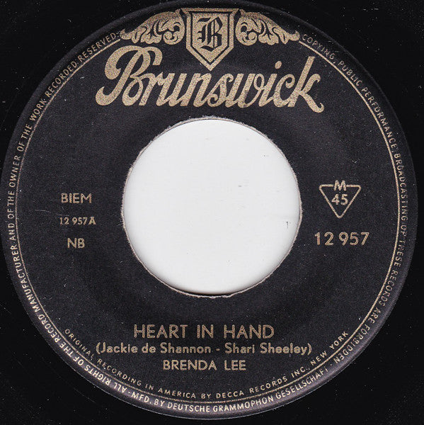 Brenda Lee : Heart In Hand / It Started All Over Again (7", Single)
