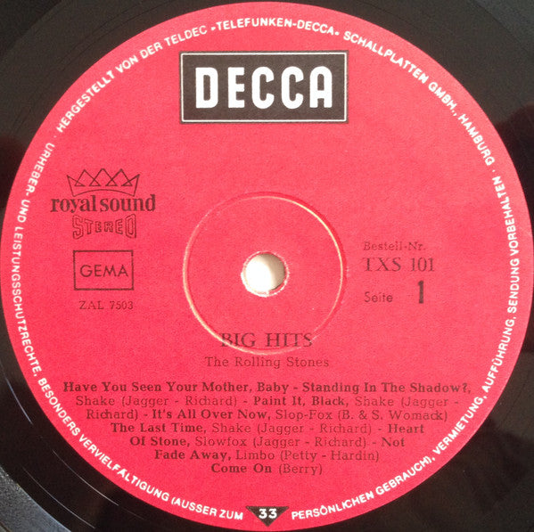 The Rolling Stones : Big Hits (High Tide And Green Grass) (LP, Comp, Gat)