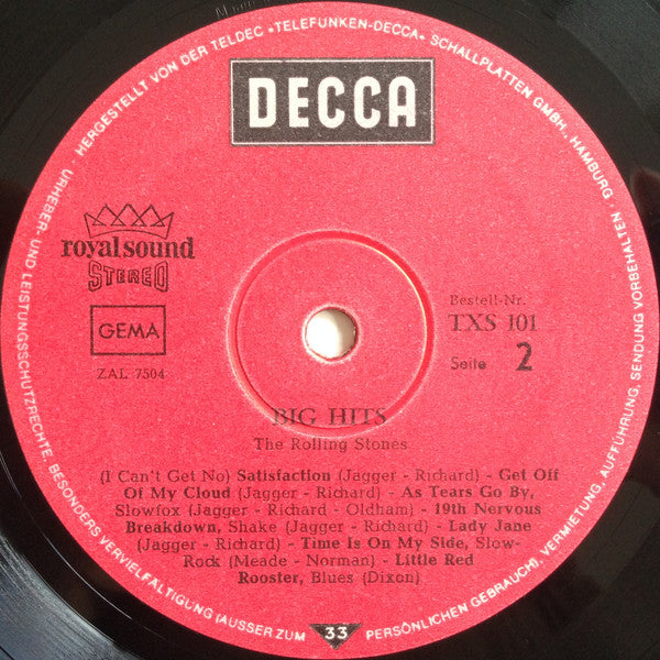 The Rolling Stones : Big Hits (High Tide And Green Grass) (LP, Comp, Gat)