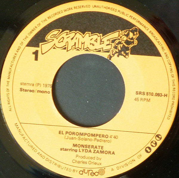 Monserate Starring Lyda Zamora : El Porompompero (7", Single, Mono)