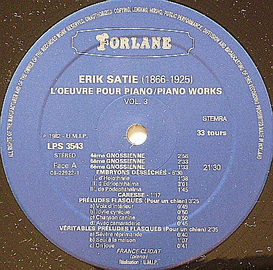 Erik Satie, France Clidat : Piano Works Vol. II (2xLP)