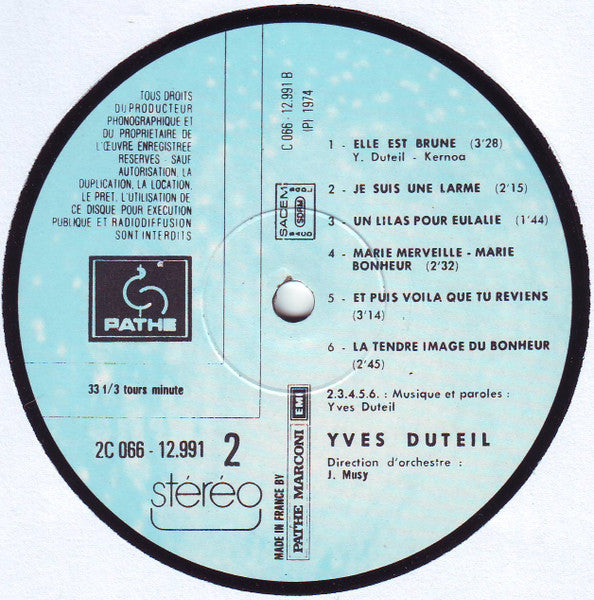 Yves Duteil : Yves Duteil (LP, Album, RE)