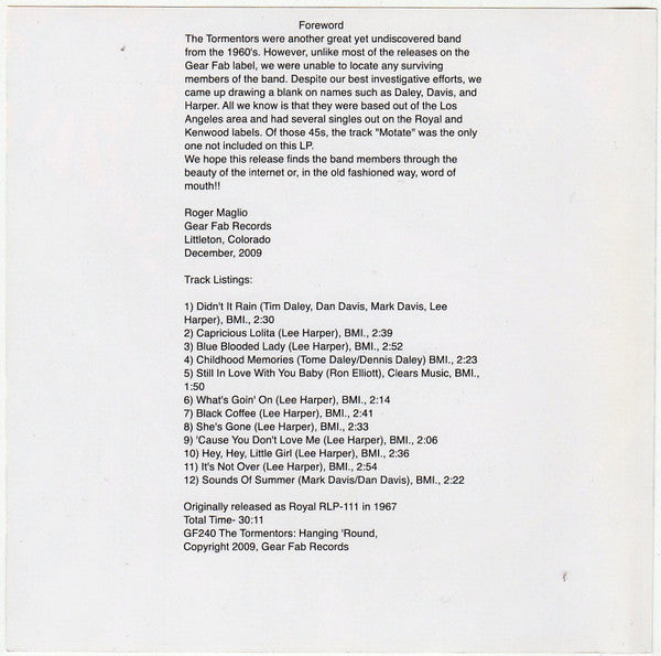 Tormentors : Hanging Round (CD, Album, RE)
