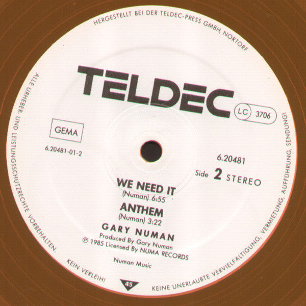 Gary Numan : Your Fascination (12", Maxi, Ora)