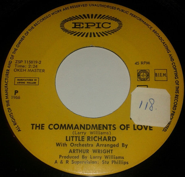 Little Richard : I Need Love / The Commandments Of Love  (7")