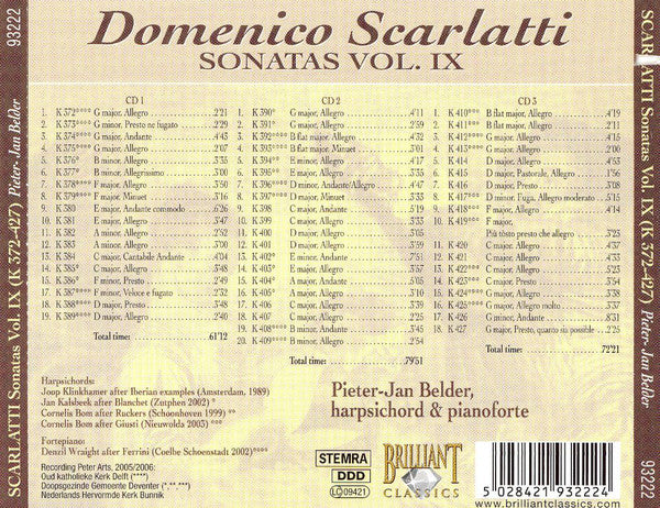 Domenico Scarlatti, Pieter-Jan Belder : Sonatas K 372 - 427 (3xCD, Album)