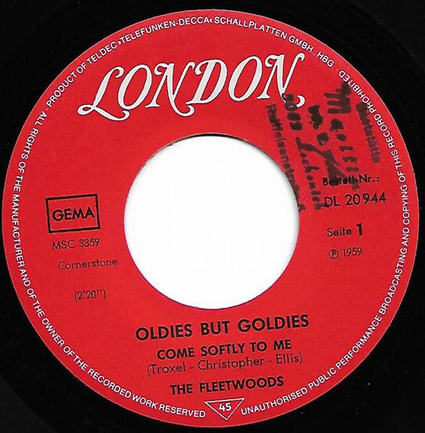 The Fleetwoods / Dale & Grace : Come Softly To Me / I'm Leaving It Up To You (7", Single)