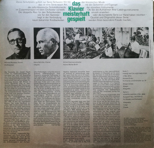 Kölner Kammerorchester, Helmut Müller-Brühl, Wilhelm Neuhaus, Heinz Schröter : Das Klavier Meisterhaft Gespielt (LP, Comp)