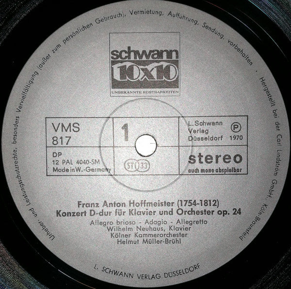 Kölner Kammerorchester, Helmut Müller-Brühl, Wilhelm Neuhaus, Heinz Schröter : Das Klavier Meisterhaft Gespielt (LP, Comp)