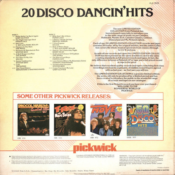 Various : 20 Disco Dancin' Hits (LP, Comp, Ltd, A.R)
