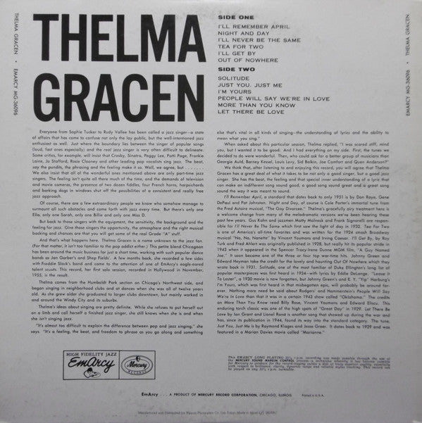 Thelma Gracen : Thelma Gracen (LP, Album, RE)