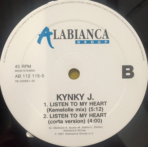 Kynky J. : Listen To My Heart (12")