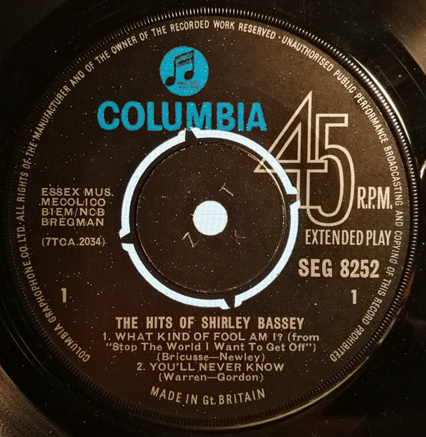 Shirley Bassey : The Hits Of Shirley Bassey (7", EP, Mono)