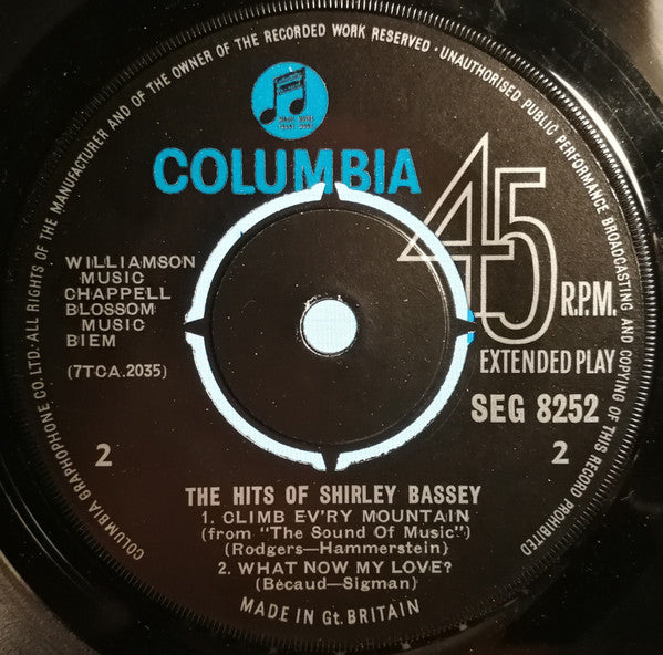 Shirley Bassey : The Hits Of Shirley Bassey (7", EP, Mono)