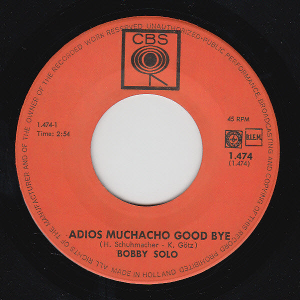 Bobby Solo : Adios Muchacho Good Bye (7", Single)
