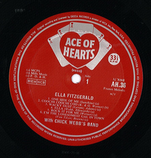 Ella Fitzgerald, Chick Webb : Ella Fitzgerald With Chick Webb's Band (LP, Comp, Mono, RE)
