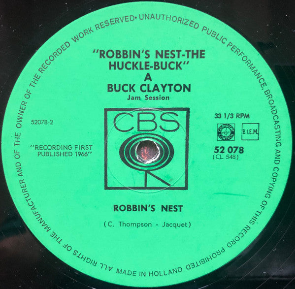 Buck Clayton : "Robbin's Nest - The Huckle-Buck" A Buck Clayton Jam Session (LP, Album, Fli)