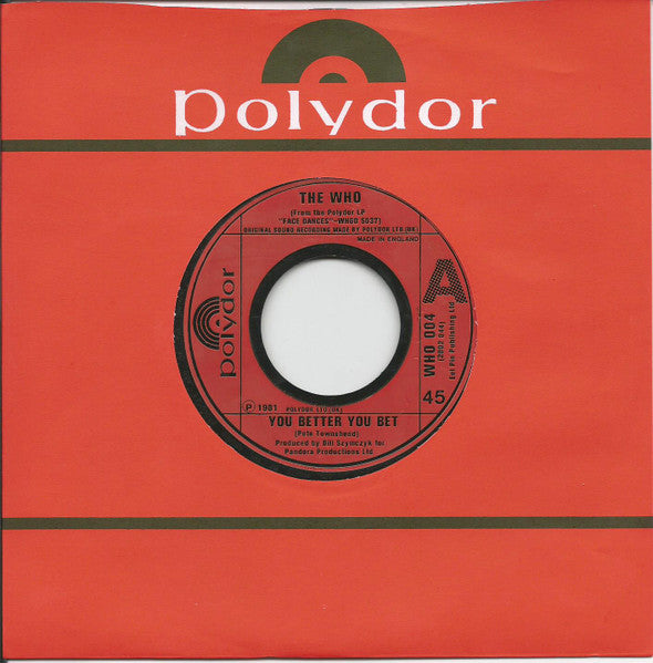 The Who : You Better You Bet (7", Single, Jukebox)