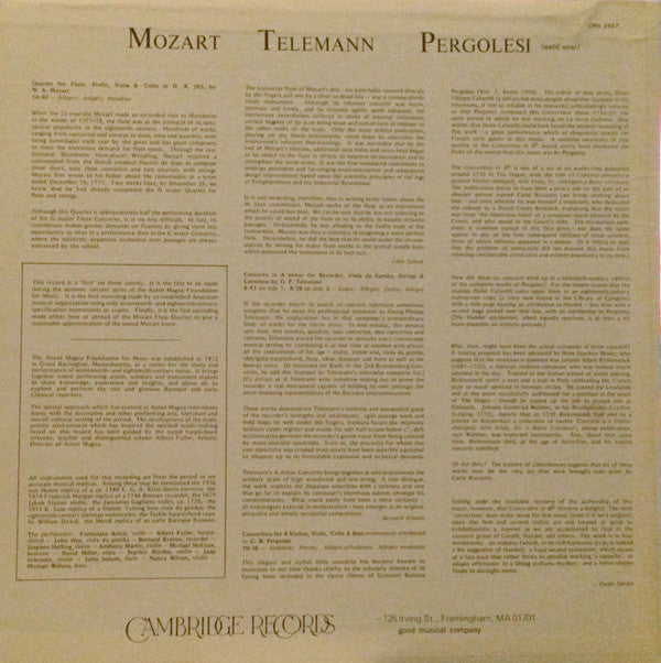 Aston Magna : Aston Magna (LP, Album, Mono)