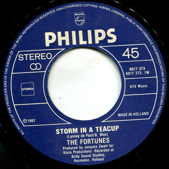 The Fortunes : Storm In A Teacup / Own Up (New Versions! recorded 1982) (7", Single)