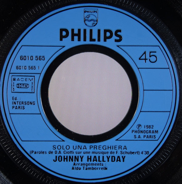 Johnny Hallyday : Solo Una Preghiera (7", Single)