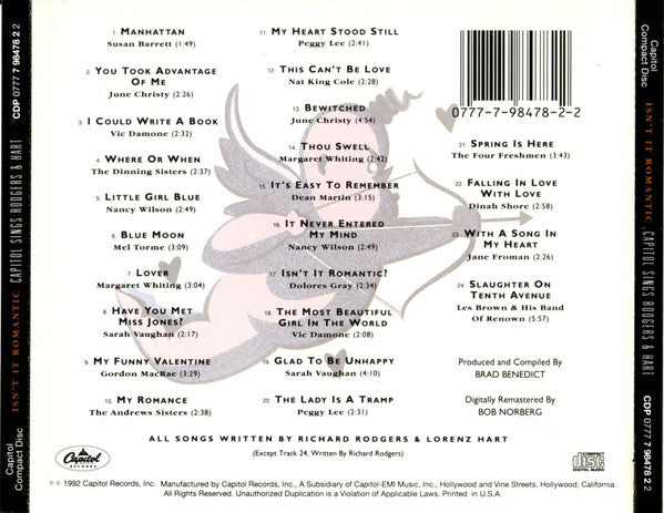 Various : Isn't It Romantic: Capitol Sings Rodgers & Hart (CD, Comp, RM)