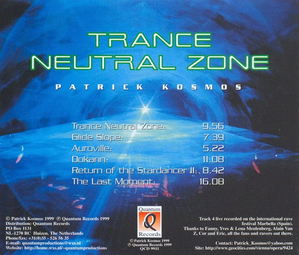 Patrick Kosmos : Trance Neutral Zone (CD, Album)