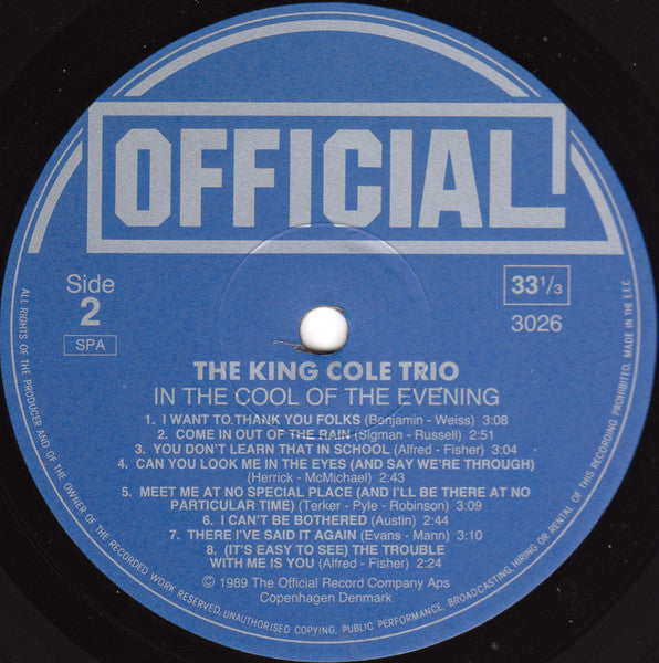 The Nat King Cole Trio : In The Cool Of The Evening (LP, Album)