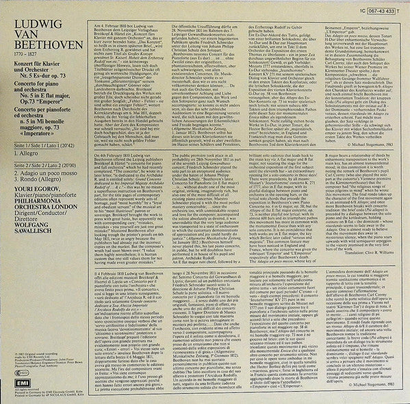 Ludwig van Beethoven, Youri Egorov, Wolfgang Sawallisch : Klavierkonzert Nr.5 (LP)