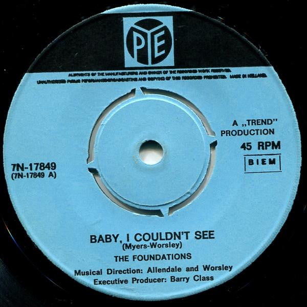 The Foundations : Baby, I Couldn't See (7", Single, Mono)