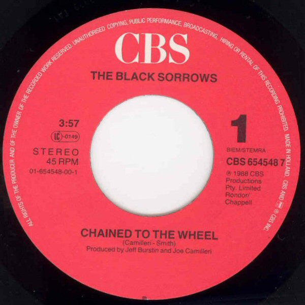 The Black Sorrows : Chained To The Wheel (7", Single)