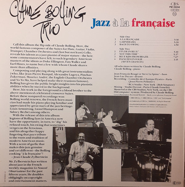 Claude Bolling Trio : Jazz À La Française (LP, Album)