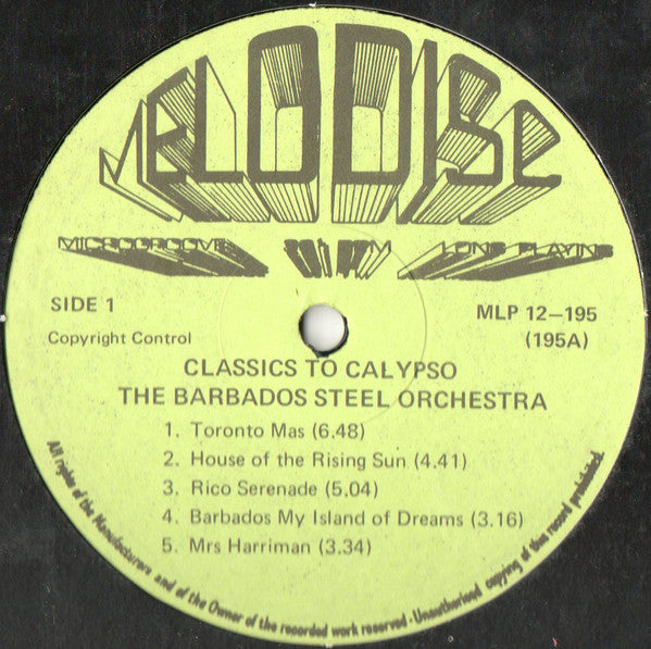 The Barbados Exotic Steel Orchestra : Classics To Calypso (LP, Album)