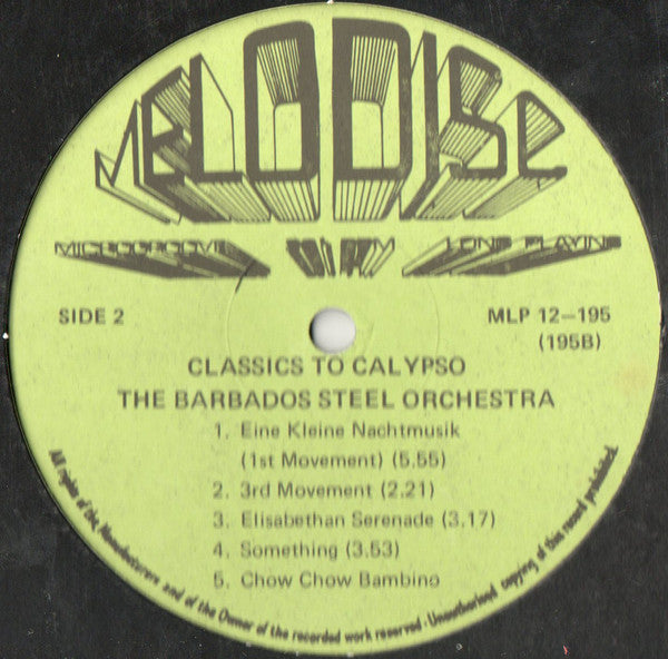 The Barbados Exotic Steel Orchestra : Classics To Calypso (LP, Album)