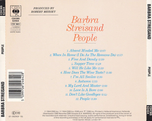 Barbra Streisand : People (CD, Album, RE)