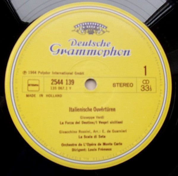 Giuseppe Verdi, Gioacchino Rossini, Vincenzo Bellini, Louis Frémaux, Orchestre National De L'Opéra De Monte-Carlo : Italiaanse Ouvertures - Ouvertures Italiennes (LP, Comp, RE)