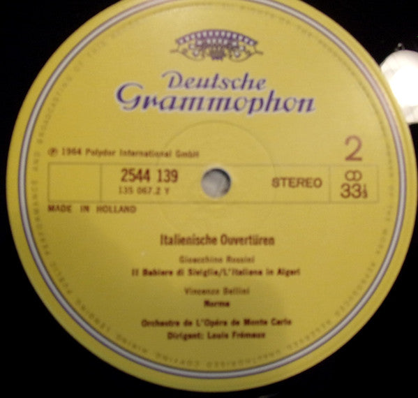 Giuseppe Verdi, Gioacchino Rossini, Vincenzo Bellini, Louis Frémaux, Orchestre National De L'Opéra De Monte-Carlo : Italiaanse Ouvertures - Ouvertures Italiennes (LP, Comp, RE)