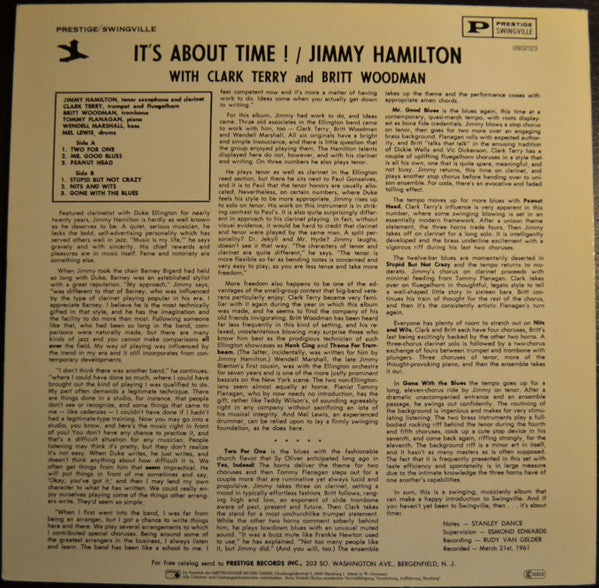 Jimmy Hamilton With Clark Terry And Britt Woodman : It's About Time (LP, Album, RE)