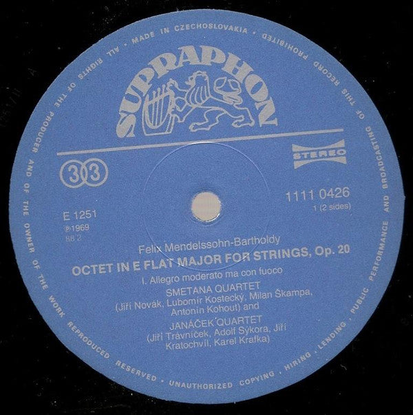Janáček Quartet, Smetana Quartet, Felix Mendelssohn-Bartholdy : Octet For Strings (LP)