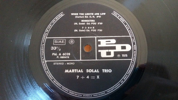 Martial Solal Trio : 7 + 4 = X (LP, Mono)