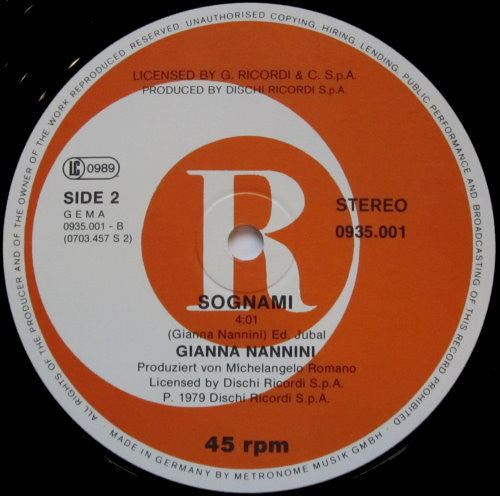 Gianna Nannini : America (12", Maxi)